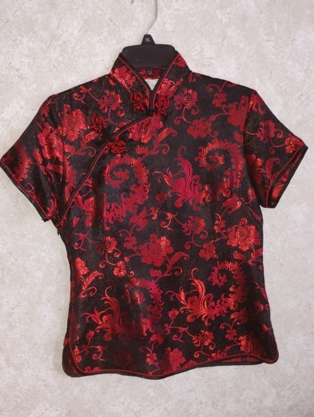 Chinese/ Asian Inspired Cultural Top Red Floral Print